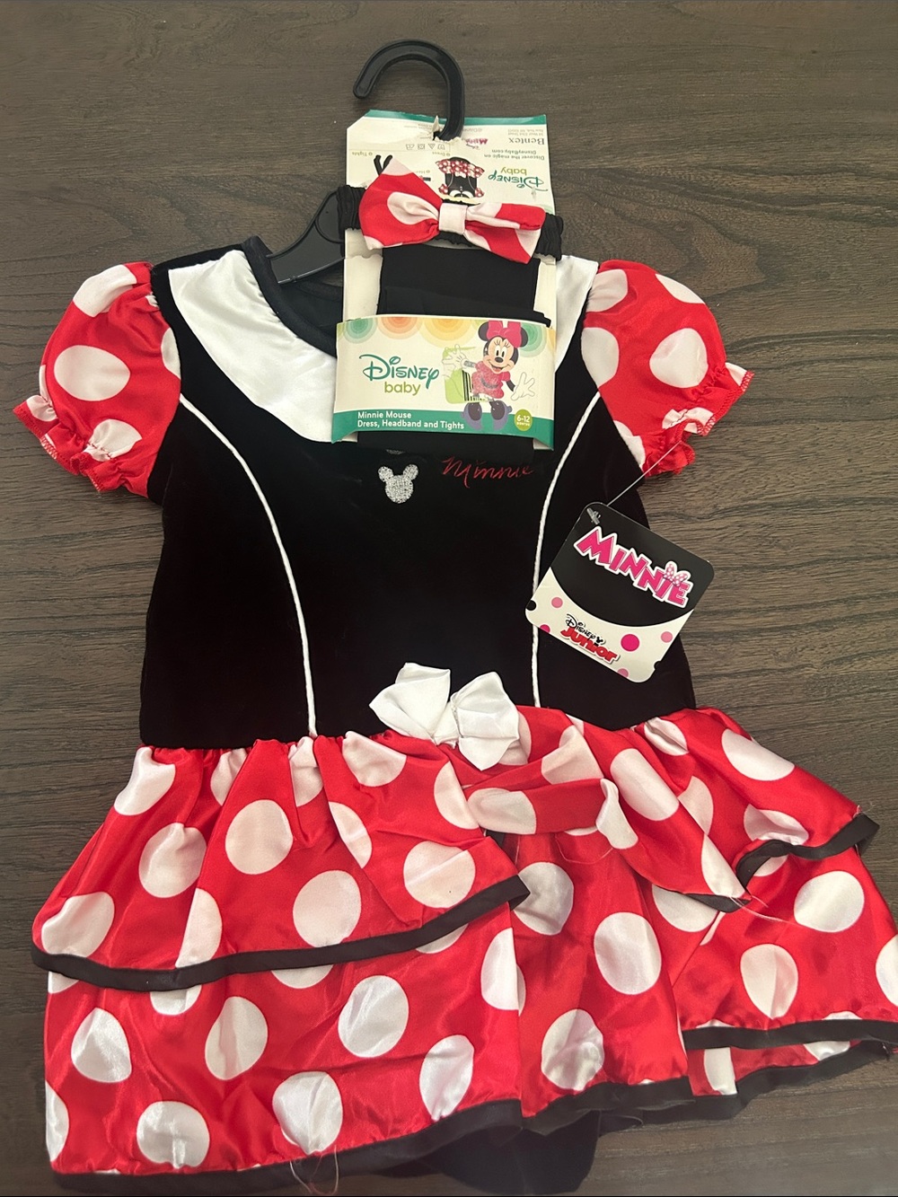 Disney Minnie Mouse Red & Black Kids Costume Dress with Headband